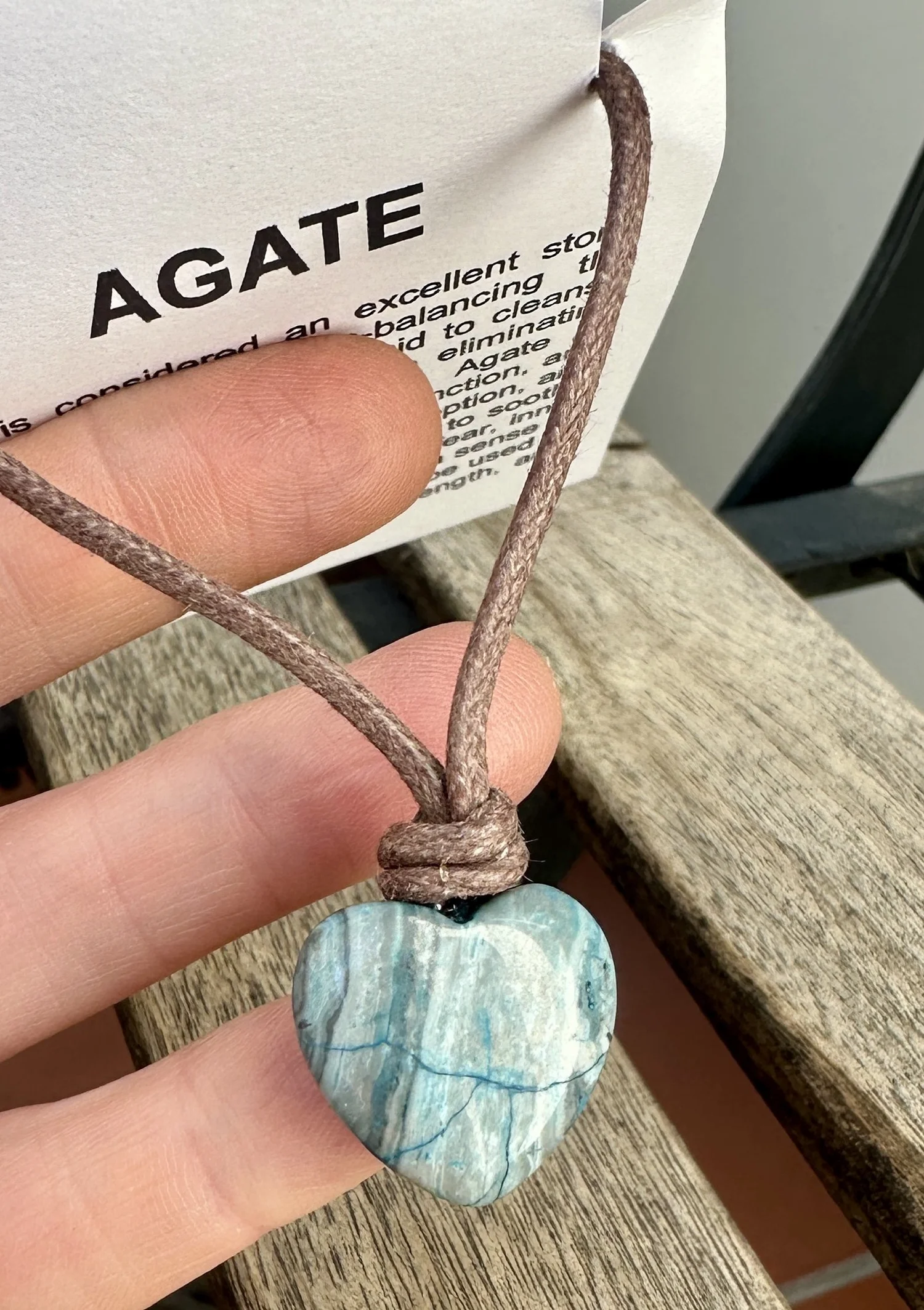 Agate Reiki Infused Heart Necklace