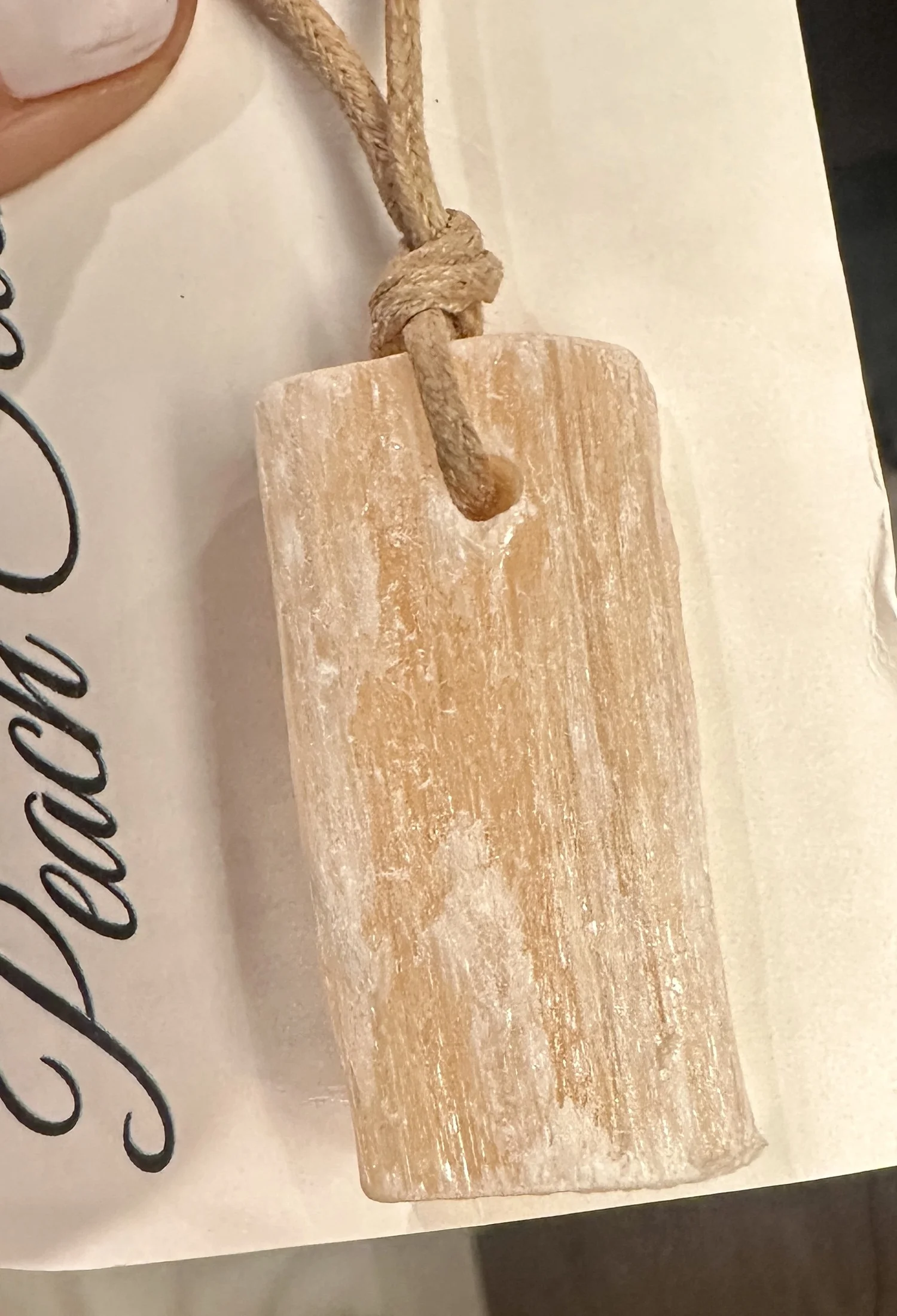 Peach Reiki Infused Selenite Necklace