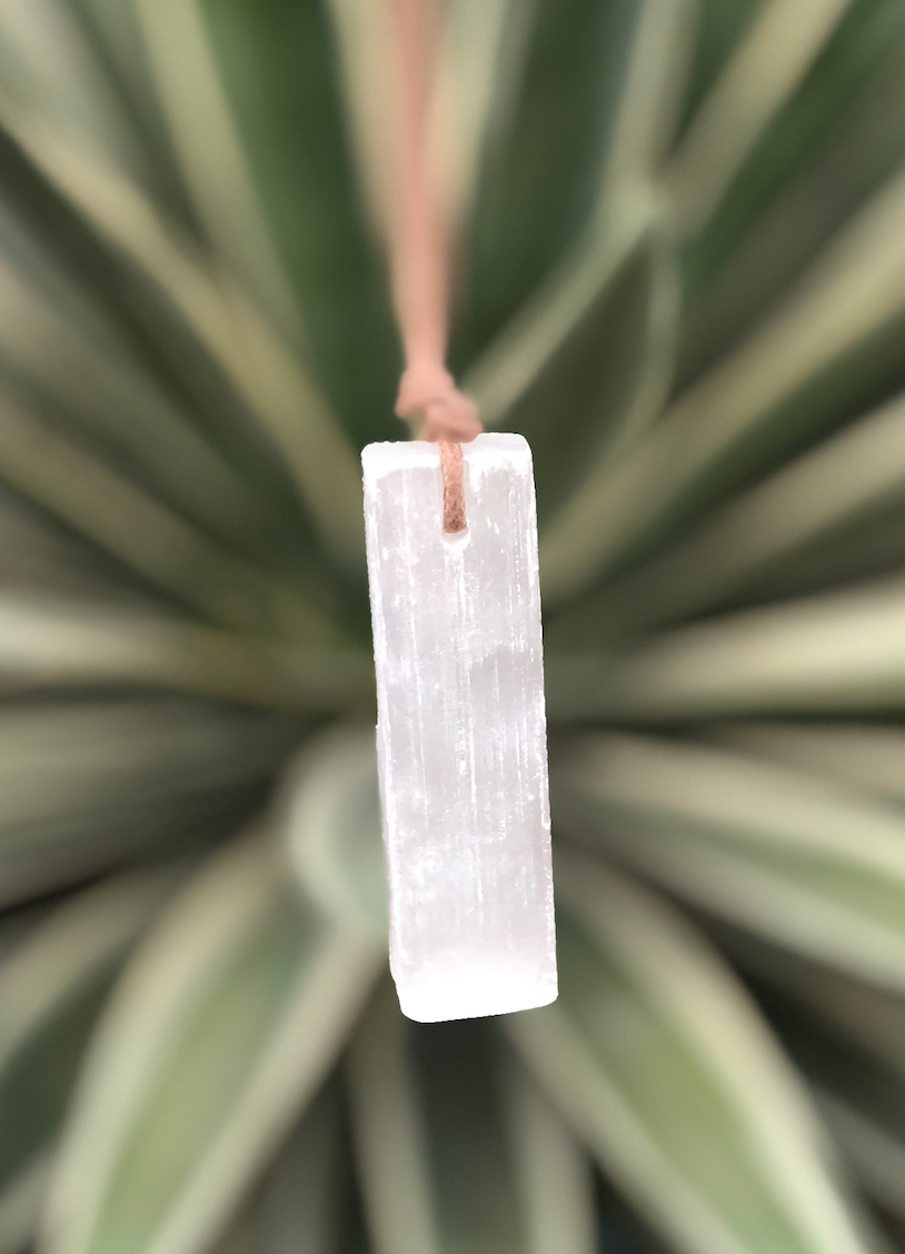 Natural Reiki Infused Selenite Long Necklace